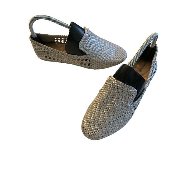 Birdies The Starling Metallic Silver Woven Slip On Vegan Leather Loafers 8.5 - Picture 1 of 5